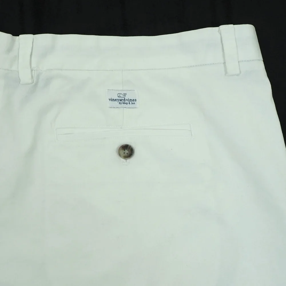 Vineyard Vines Breaker Stretch Chino Shorts Mens 44 White Flat Cotton Blend Walk